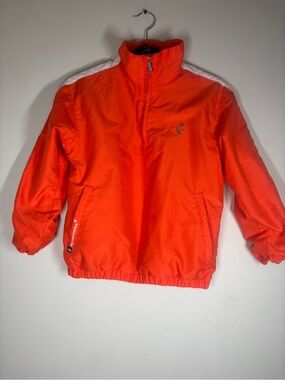 Orange Pullover Jacket with White Shoulder Trim